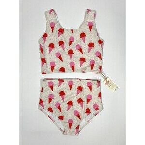 Saint Ida Girls Size 10 Ice Cream Print Two Piece Tank Swim Suit, NWT!